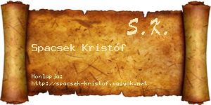 Spacsek Kristóf névjegykártya